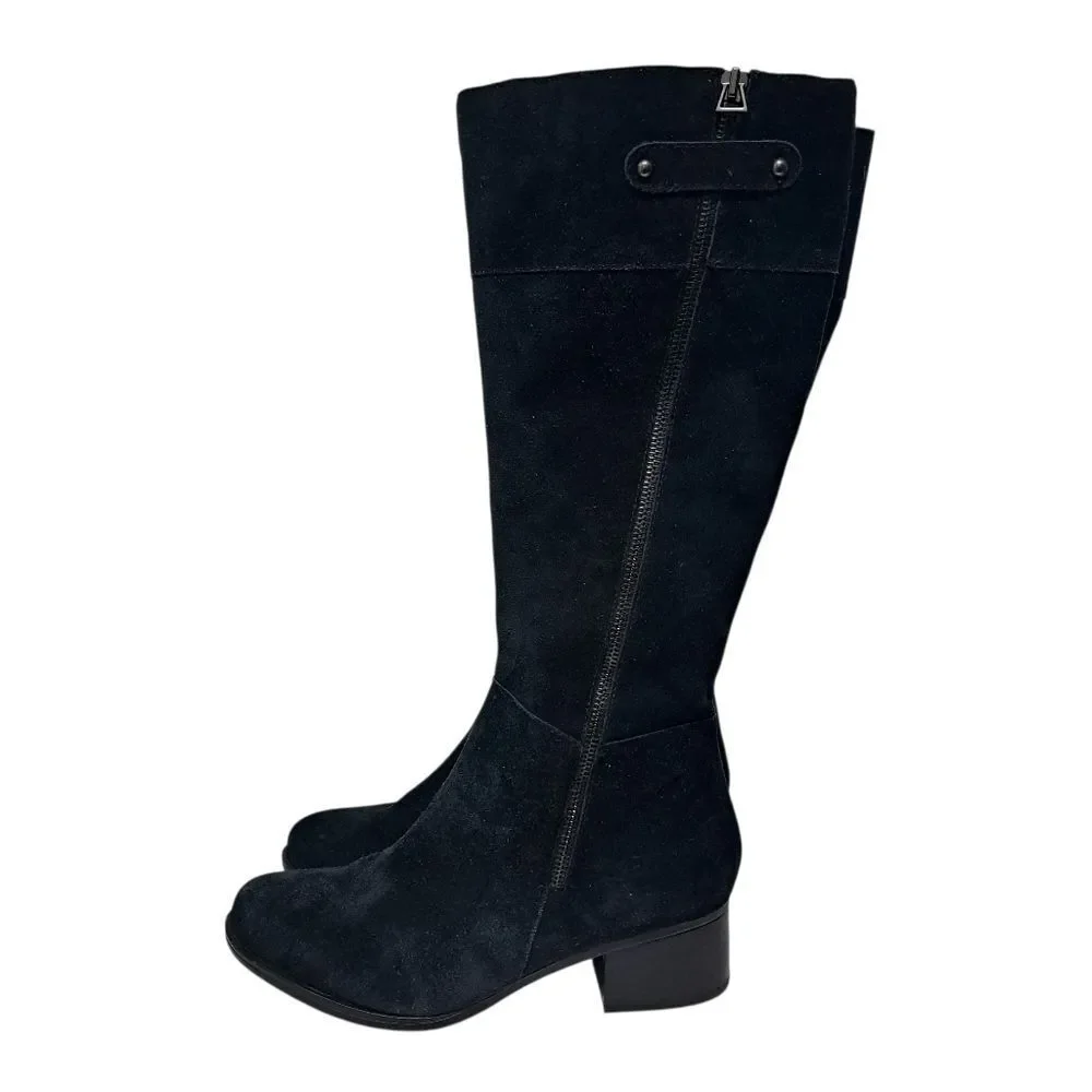 Naturalizer Demi Wide Width Leather Suede Boot Goth Missing Insert S 8.5WW Black